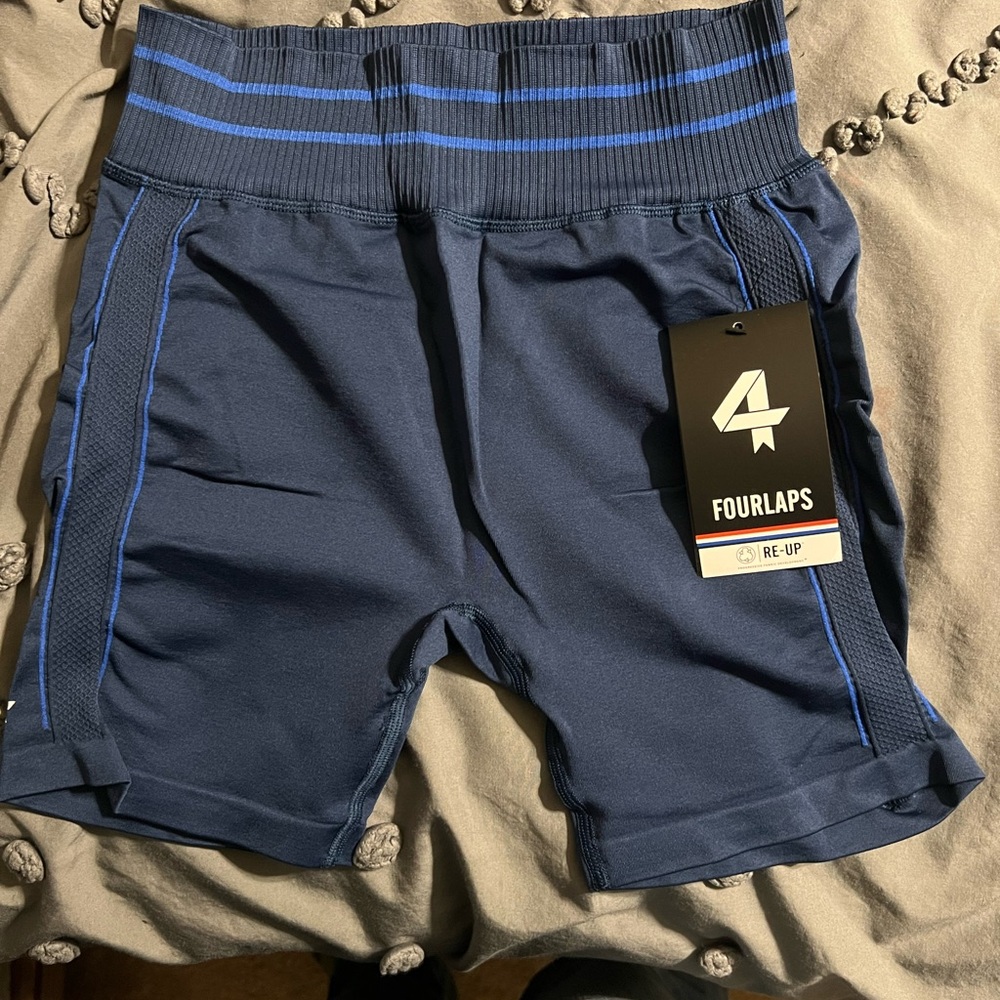 ** FOUR LAPS|| DARK BLUE ||WOMEN’S ATHLETIC SHORTS ||MEDIUM/LARGE ||NWT**